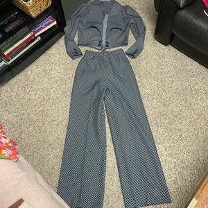 Vintage Navy and White Checkered Pantsuit